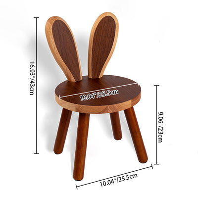 Contemporary Creative Kids Rabbit Shape Solid Wood Multi-layer Board Low Stool Backrest Armless For Living Room