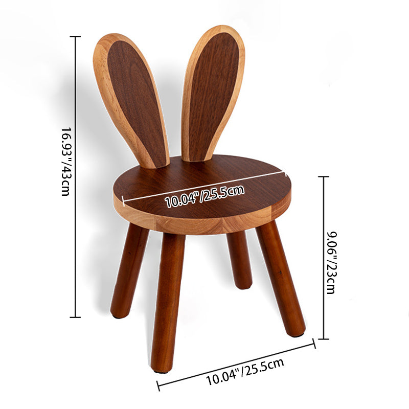 Contemporary Creative Kids Rabbit Shape Solid Wood Multi-layer Board Low Stool Backrest Armless For Living Room