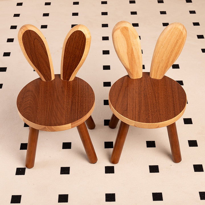 Tabouret bas en bois massif à plusieurs couches, forme de lapin, créatif contemporain pour enfants, sans accoudoirs, avec dossier, pour salon 