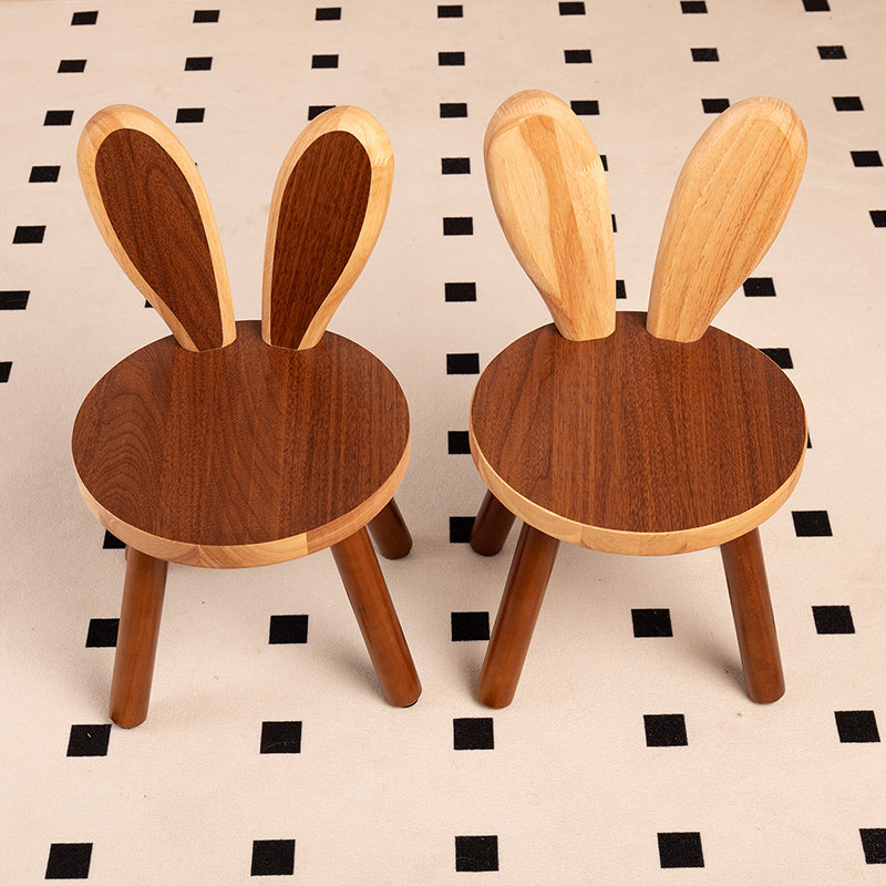 Contemporary Creative Kids Rabbit Shape Solid Wood Multi-layer Board Low Stool Backrest Armless For Living Room