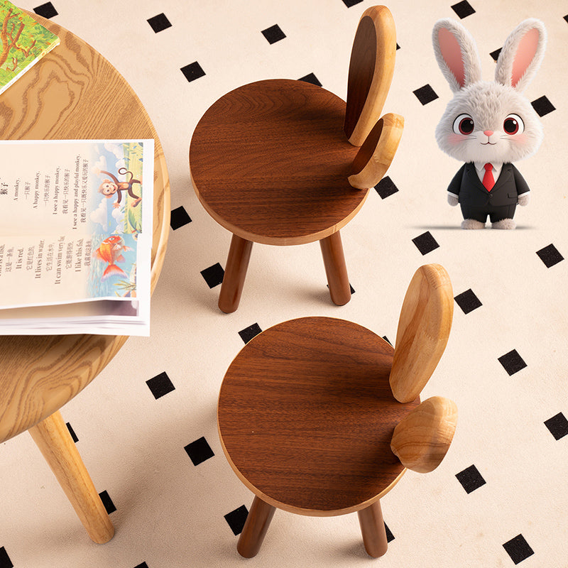 Contemporary Creative Kids Rabbit Shape Solid Wood Multi-layer Board Low Stool Backrest Armless For Living Room