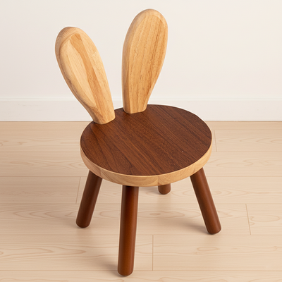 Contemporary Creative Kids Rabbit Shape Solid Wood Multi-layer Board Low Stool Backrest Armless For Living Room