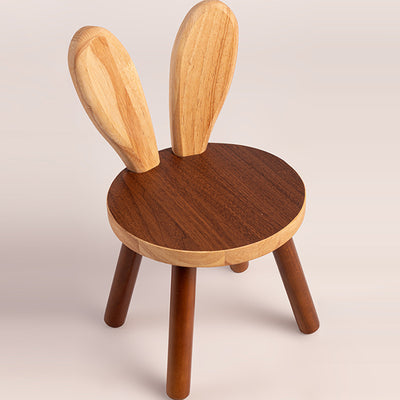 Contemporary Creative Kids Rabbit Shape Solid Wood Multi-layer Board Low Stool Backrest Armless For Living Room