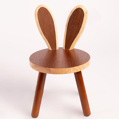 Contemporary Creative Kids Rabbit Shape Solid Wood Multi-layer Board Low Stool Backrest Armless For Living Room