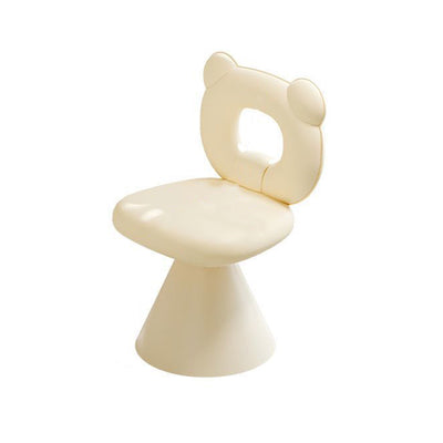 Contemporary Creative Bear Shape Faux Leather Metal Frame Sponge Swivel Vanity Stool Backrest Armless For Bedroom