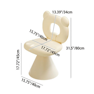 Contemporary Creative Bear Shape Faux Leather Metal Frame Sponge Swivel Vanity Stool Backrest Armless For Bedroom