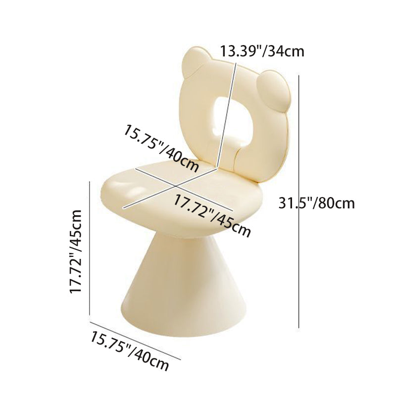Contemporary Creative Bear Shape Faux Leather Metal Frame Sponge Swivel Vanity Stool Backrest Armless For Bedroom