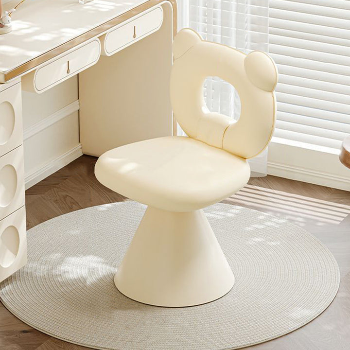 Moderner kreativer Schminkhocker in Bärenform aus Kunstleder mit Sperrholzrahmen, Schaumstoffpolsterung, Drehfunktion, Rückenlehne und ohne Armlehnen für das Schlafzimmer 