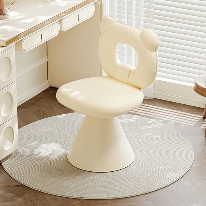 Moderner kreativer Schminkhocker in Bärenform aus Kunstleder mit Sperrholzrahmen, Schaumstoffpolsterung, Drehfunktion, Rückenlehne und ohne Armlehnen für das Schlafzimmer 