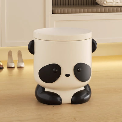 Contemporary Creative Kids Panda Shape Resin Storage Low Stool Backless Armless For Living Room