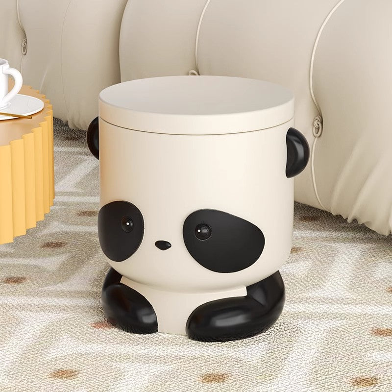 Contemporary Creative Kids Panda Shape Resin Storage Low Stool Backless Armless For Living Room