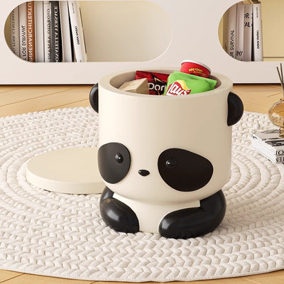 Contemporary Creative Kids Panda Shape Resin Storage Low Stool Backless Armless For Living Room