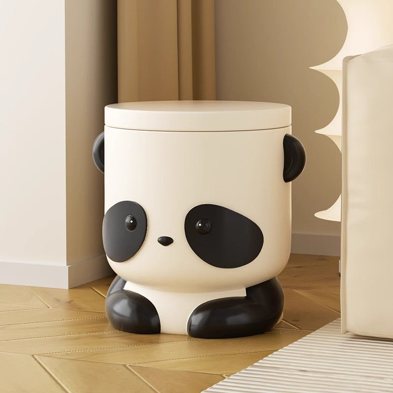 Contemporary Creative Kids Panda Shape Resin Storage Low Stool Backless Armless For Living Room