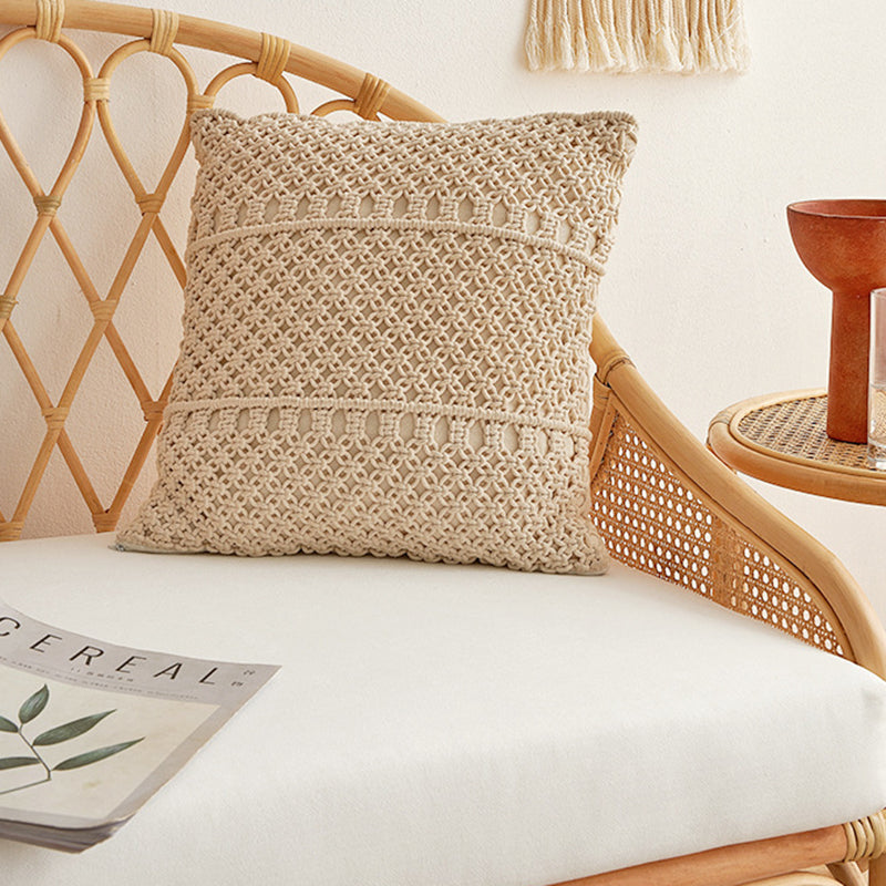 Contemporary Boho Curved Rattan Weaving Cotton Linen Fabric Sponge Sofa Backrest Armrest For Living Room