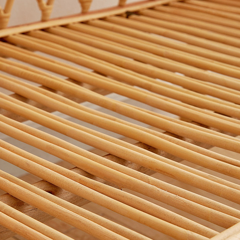 Contemporary Boho Curved Rattan Weaving Cotton Linen Fabric Sponge Sofa Backrest Armrest For Living Room