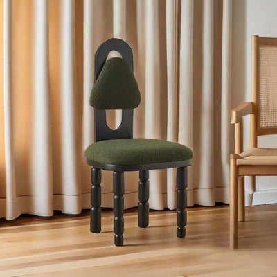 Contemporary Scandinavian Curved Lamb Fleece Solid Wood Multi-layer Board Sponge Dining Chair Backrest Armless For Dining Room
