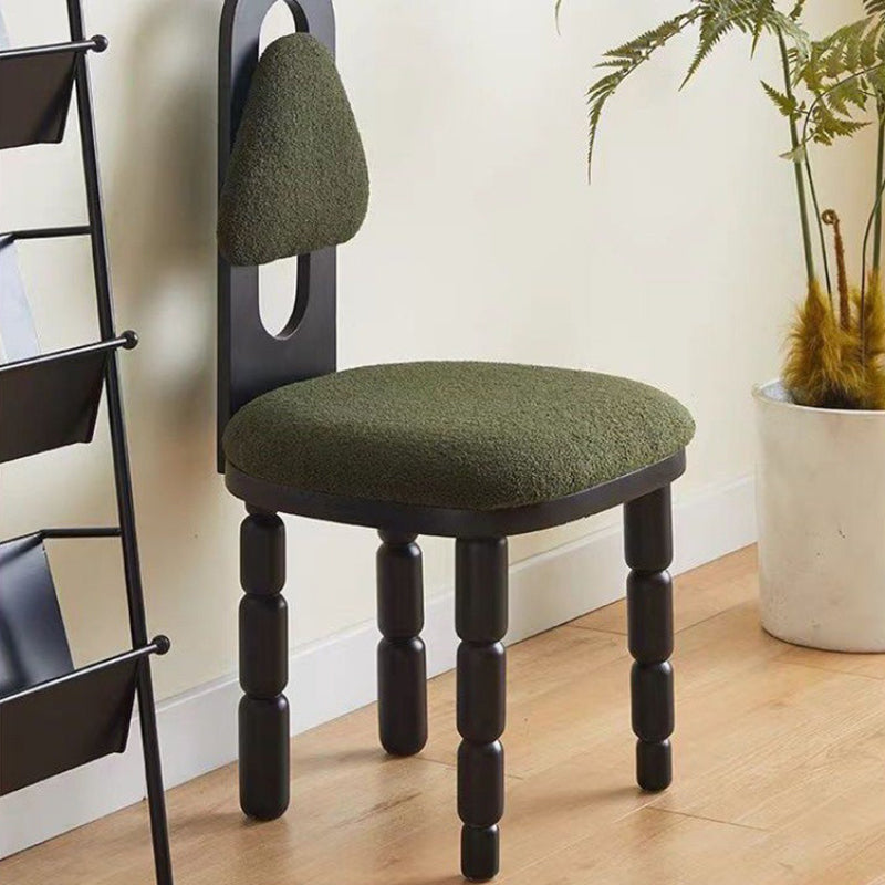 Contemporary Scandinavian Curved Lamb Fleece Solid Wood Multi-layer Board Sponge Dining Chair Backrest Armless For Dining Room