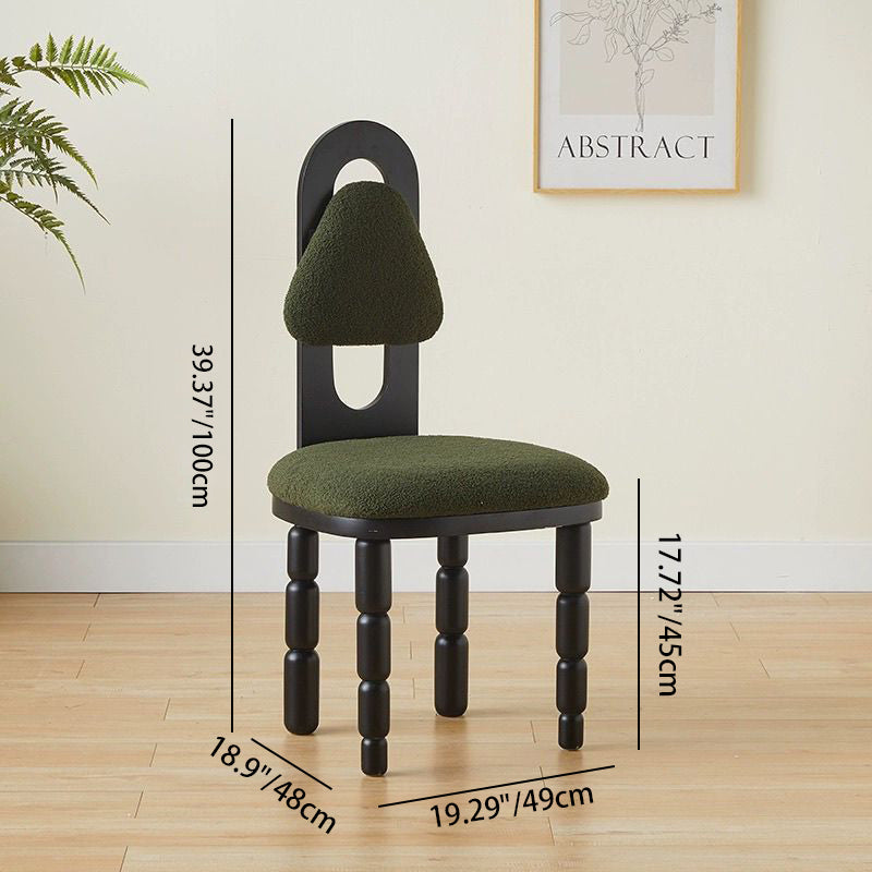 Contemporary Scandinavian Curved Lamb Fleece Solid Wood Multi-layer Board Sponge Dining Chair Backrest Armless For Dining Room