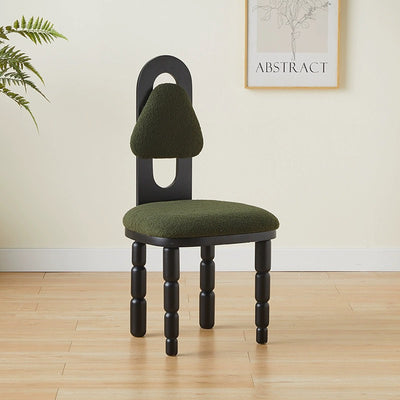 Contemporary Scandinavian Curved Lamb Fleece Solid Wood Multi-layer Board Sponge Dining Chair Backrest Armless For Dining Room