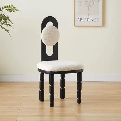 Contemporary Scandinavian Curved Lamb Fleece Solid Wood Multi-layer Board Sponge Dining Chair Backrest Armless For Dining Room