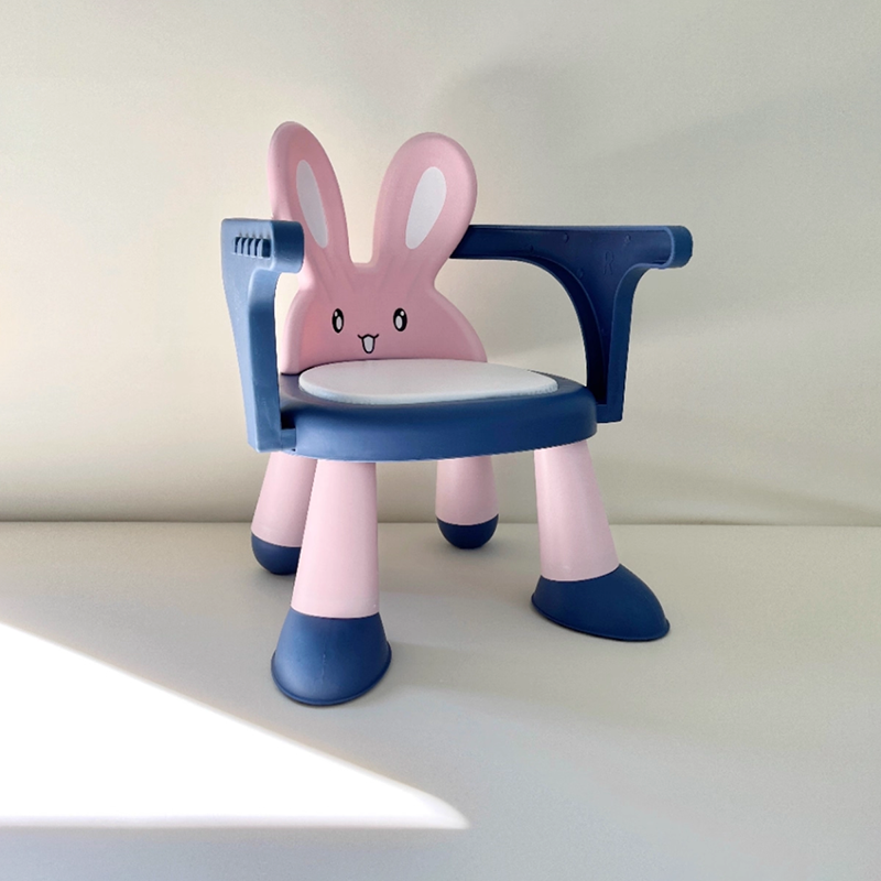 Contemporary Creative Kids Rabbit Shape PVC Leather PP Low Stool Backrest Armrest For Living Room