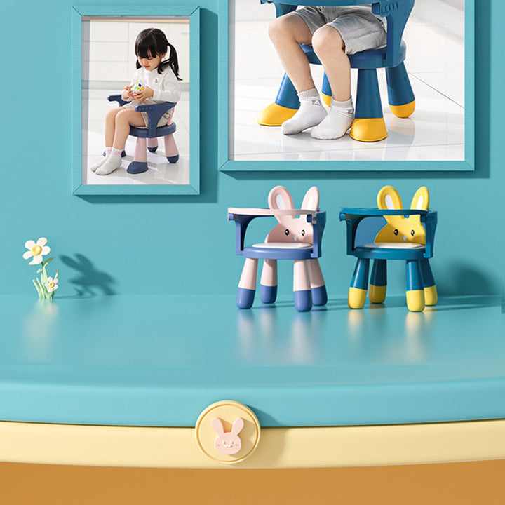 Contemporary Creative Kids Rabbit Shape PVC PP Low Stool Backrest Armrest For Living Room