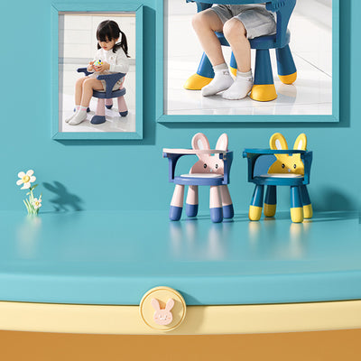 Contemporary Creative Kids Rabbit Shape PVC Leather PP Low Stool Backrest Armrest For Living Room