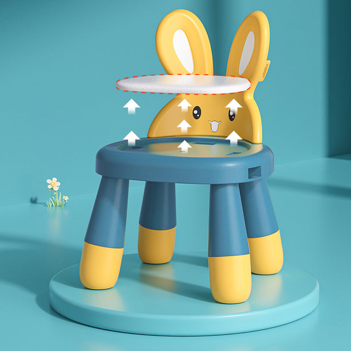 Contemporary Creative Kids Rabbit Shape PVC PP Low Stool Backrest Armrest For Living Room