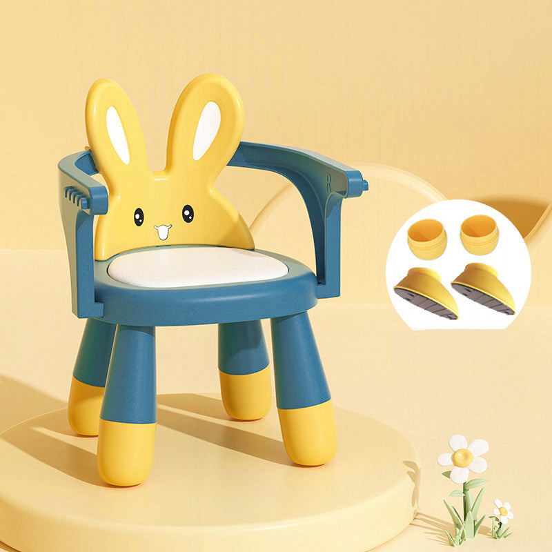 Contemporary Creative Kids Rabbit Shape PVC Leather PP Low Stool Backrest Armrest For Living Room