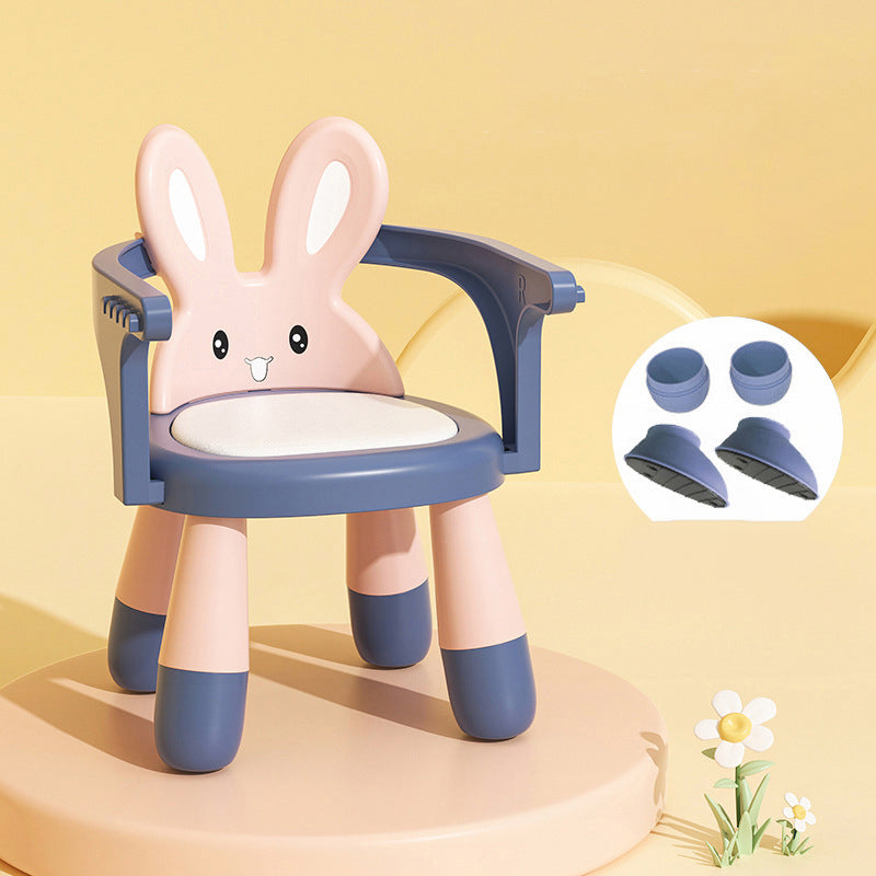 Contemporary Creative Kids Rabbit Shape PVC Leather PP Low Stool Backrest Armrest For Living Room