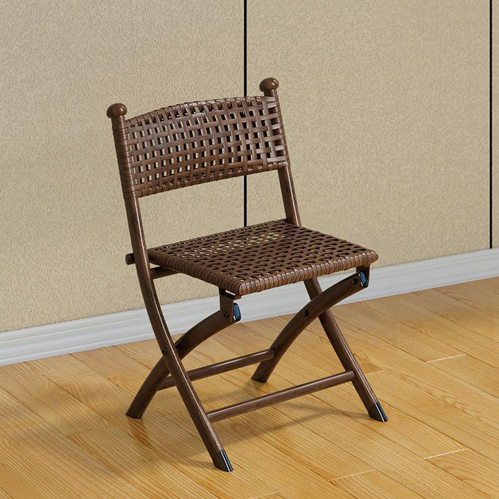 Simplicité contemporaine Chaise empilable pliable en PE tressé avec structure en fer incurvée, dossier, sans accoudoirs, pour salon 