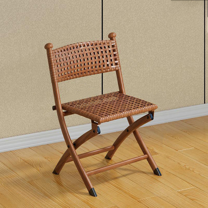 Simplicité contemporaine Chaise empilable pliable en PE tressé avec structure en fer incurvée, dossier, sans accoudoirs, pour salon 