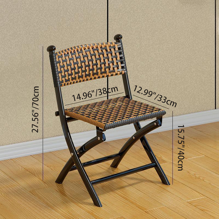 Simplicité contemporaine Chaise empilable pliable en PE tressé avec structure en fer incurvée, dossier, sans accoudoirs, pour salon 