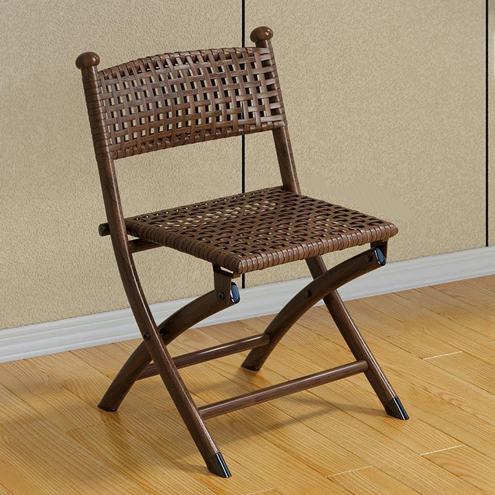 Simplicité contemporaine Chaise empilable pliable en PE tressé avec structure en fer incurvée, dossier, sans accoudoirs, pour salon 