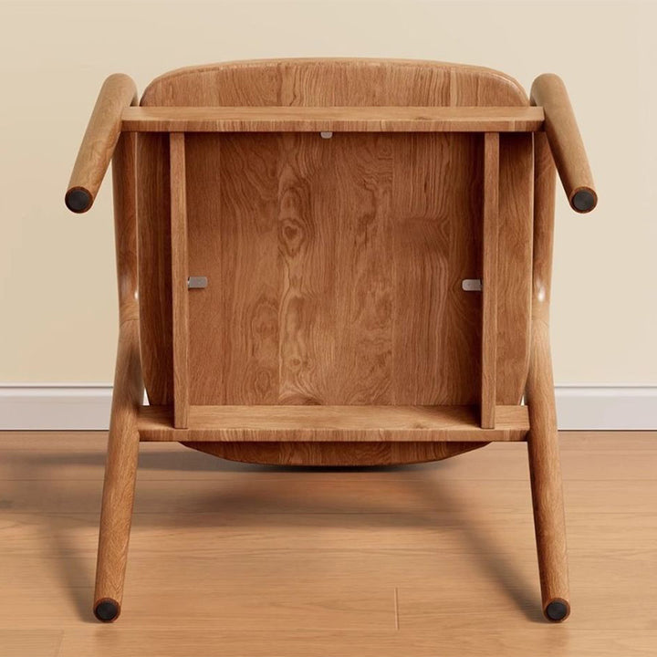 Chaise de salle à manger rectangulaire en bois d’hévéa traditionnel chinois - design avec dossier et accoudoirs pour cuisine et salon 