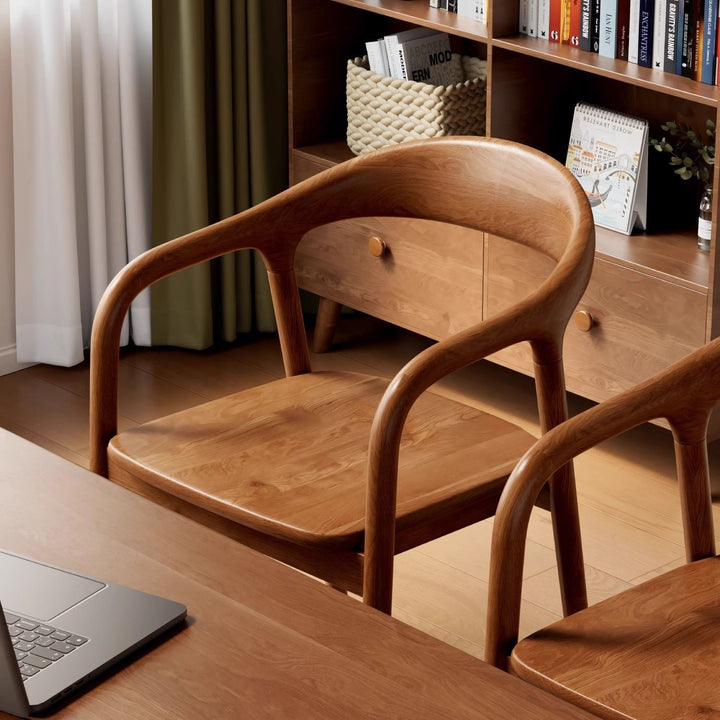 Chaise de salle à manger rectangulaire en bois d’hévéa traditionnel chinois - design avec dossier et accoudoirs pour cuisine et salon 