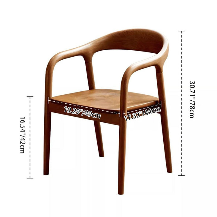 Traditional Chinese Rubberwood Rectangular Dining Chair - Backrest & Armrest Design For Kitchen And Living Room