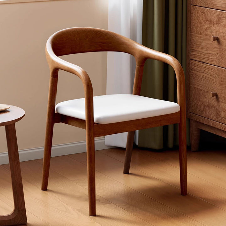 Traditional Chinese Rubberwood Rectangular Dining Chair - Backrest & Armrest Design For Kitchen And Living Room
