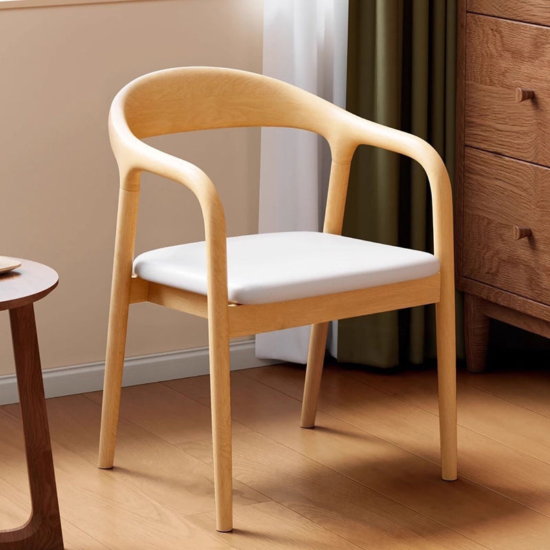 Chaise de salle à manger rectangulaire en bois d’hévéa traditionnel chinois - design avec dossier et accoudoirs pour cuisine et salon 