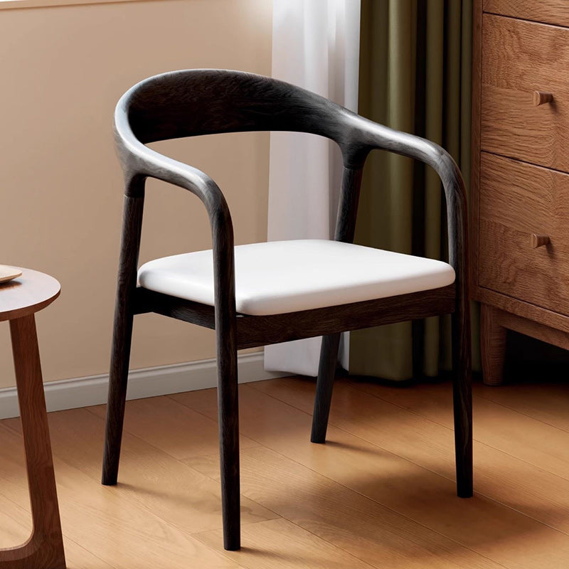 Chaise de salle à manger rectangulaire en bois d’hévéa traditionnel chinois - design avec dossier et accoudoirs pour cuisine et salon 