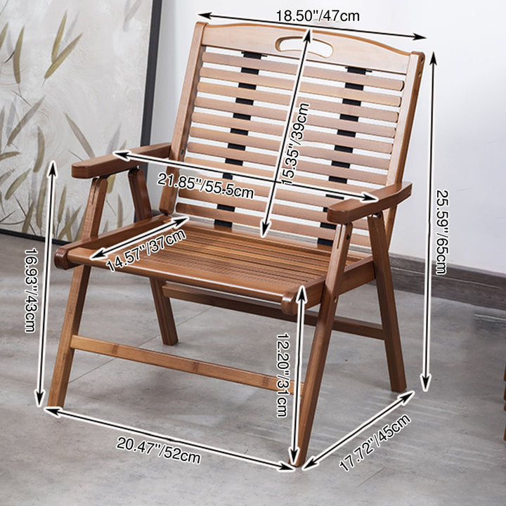 Silla de acento rectangular de bambú chino tradicional con respaldo y reposabrazos plegables para sala de estar y dormitorio 