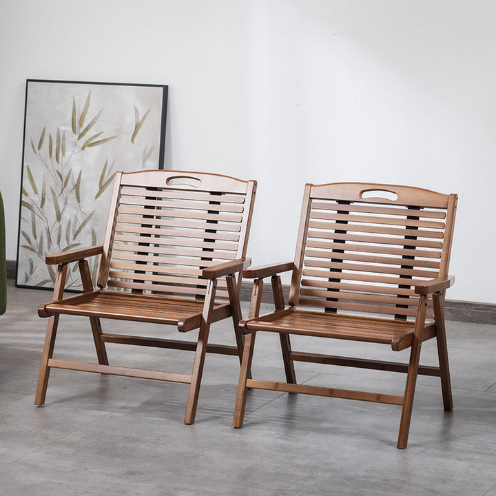 Silla de acento rectangular de bambú chino tradicional con respaldo y reposabrazos plegables para sala de estar y dormitorio 
