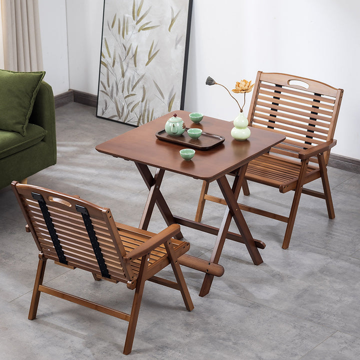 Silla de acento rectangular de bambú chino tradicional con respaldo y reposabrazos plegables para sala de estar y dormitorio 