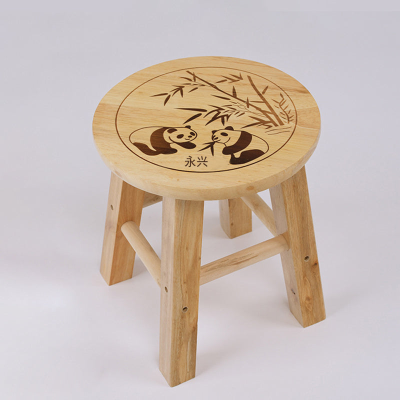 Taburete redondo de madera maciza china tradicional con acabado de patrón de panda para sala de estar, dormitorio y entrada 