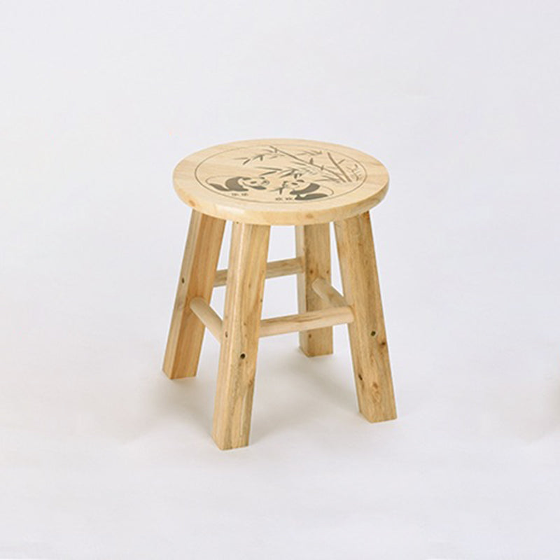 Taburete redondo de madera maciza china tradicional con acabado de patrón de panda para sala de estar, dormitorio y entrada 