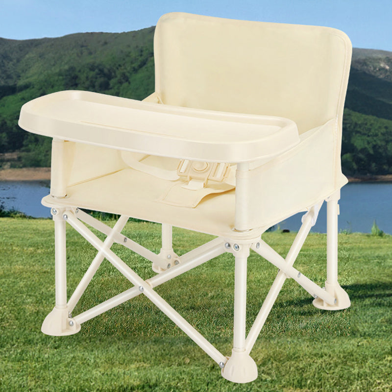 Modern Minimalist Oxford Fabric Square Kids Dining Chair Foldable High Chair With Backrest Armrests Tray For Garden &amp; Restaurant