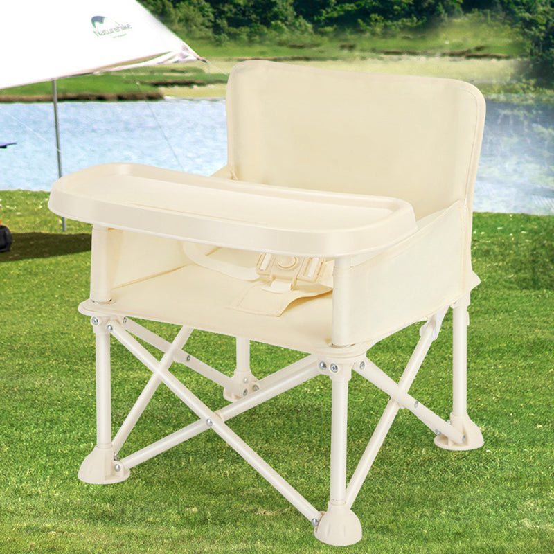 Modern Minimalist Oxford Fabric Square Kids Dining Chair Foldable High Chair With Backrest Armrests Tray For Garden &amp; Restaurant