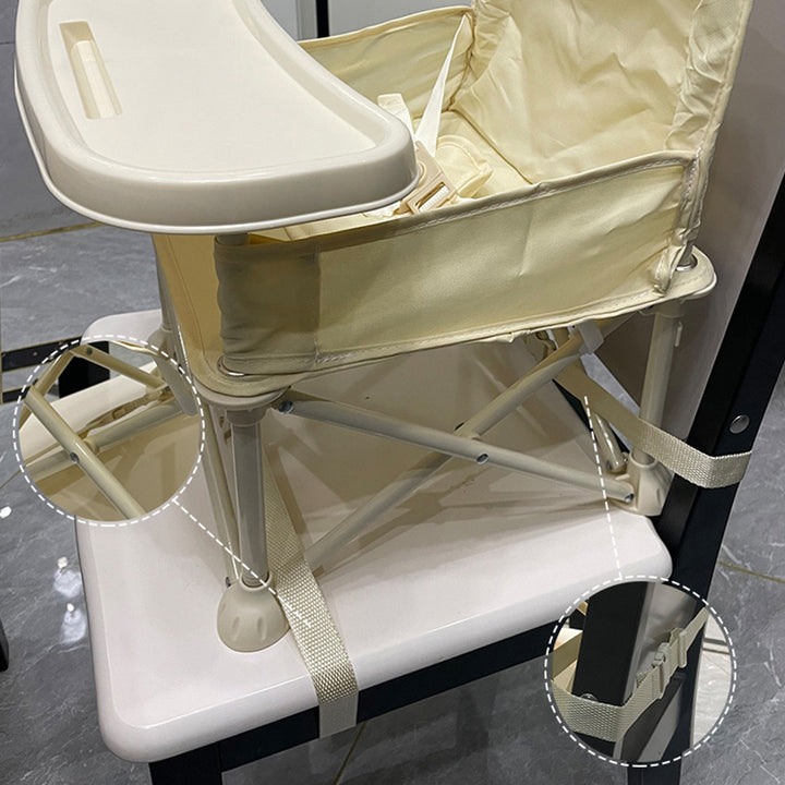 Modern Minimalist Oxford Fabric Square Kids Dining Chair Foldable High Chair With Backrest Armrests Tray For Garden &amp; Restaurant