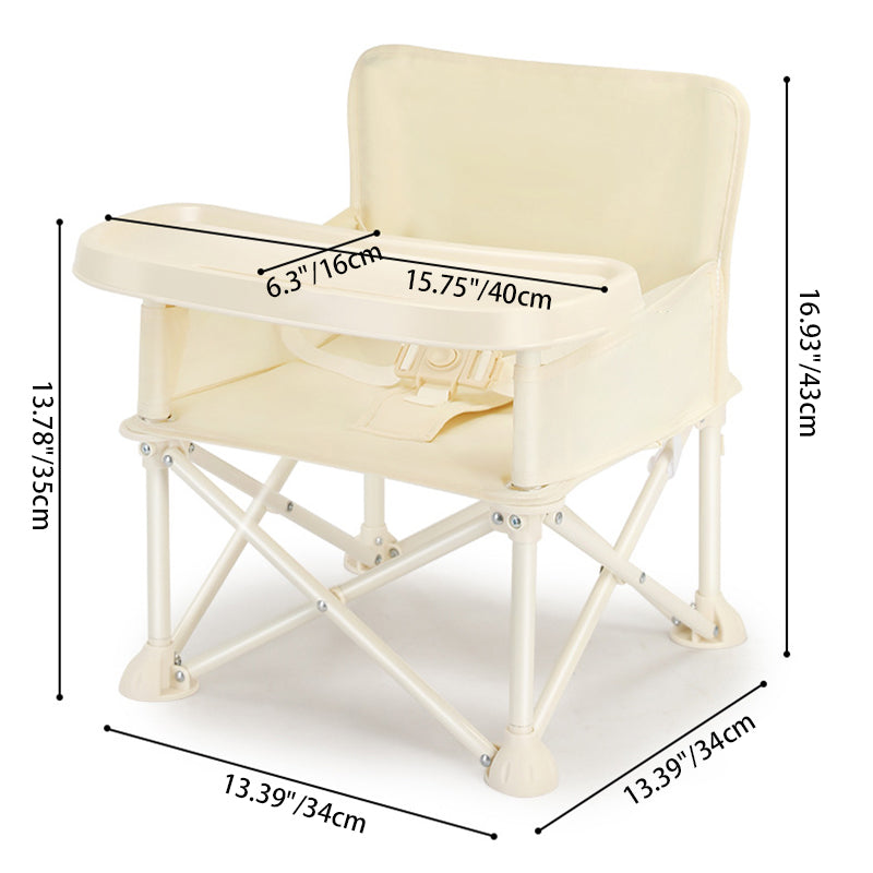 Modern Minimalist Oxford Fabric Square Kids Dining Chair Foldable High Chair With Backrest Armrests Tray For Garden &amp; Restaurant