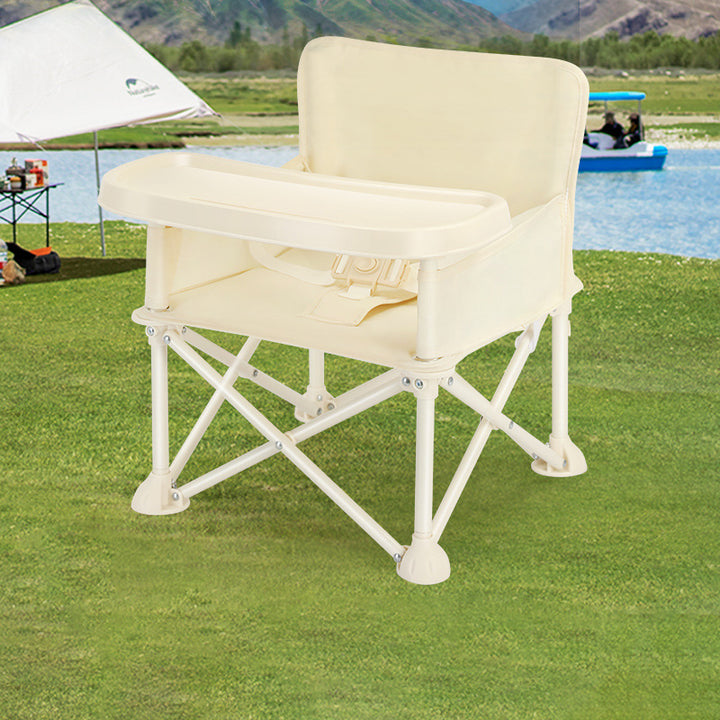 Modern Minimalist Oxford Fabric Square Kids Dining Chair Foldable High Chair With Backrest Armrests Tray For Garden &amp; Restaurant